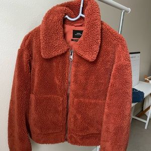 Urban Outfitters Teddy Coat in Rust Orange